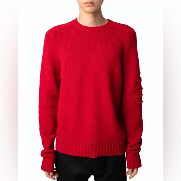 NWT Zadig & Voltaire Men’s Jordan We Arrow Red 100% Merino Wool Sweater sz XL